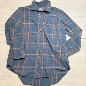 Flylow women's Dolly Shirt pink and blue button shirt size large